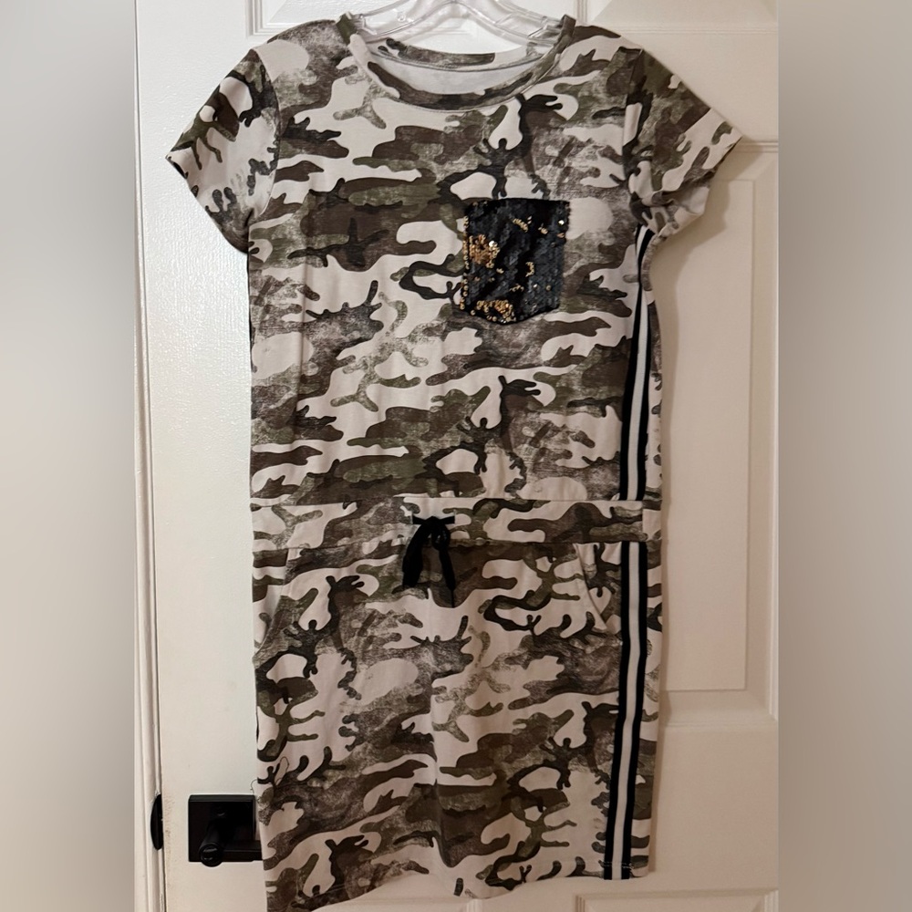 Camouflage Mini Dress with Sequin Pocket
